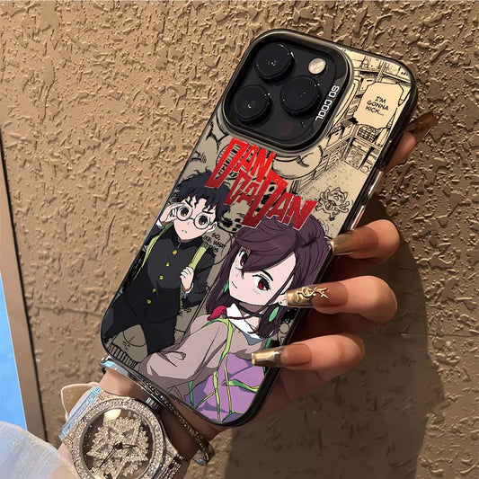 Momo and Okarun Purple Manga Portrait Case for iPhone - Graphite Black finish
