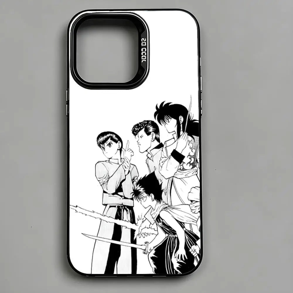 Yu Yu Hakusho Monochrome Lineup Case for iPhone - Black Metallic finish