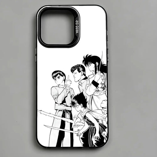 Yu Yu Hakusho Monochrome Lineup Case for iPhone - Black Metallic finish