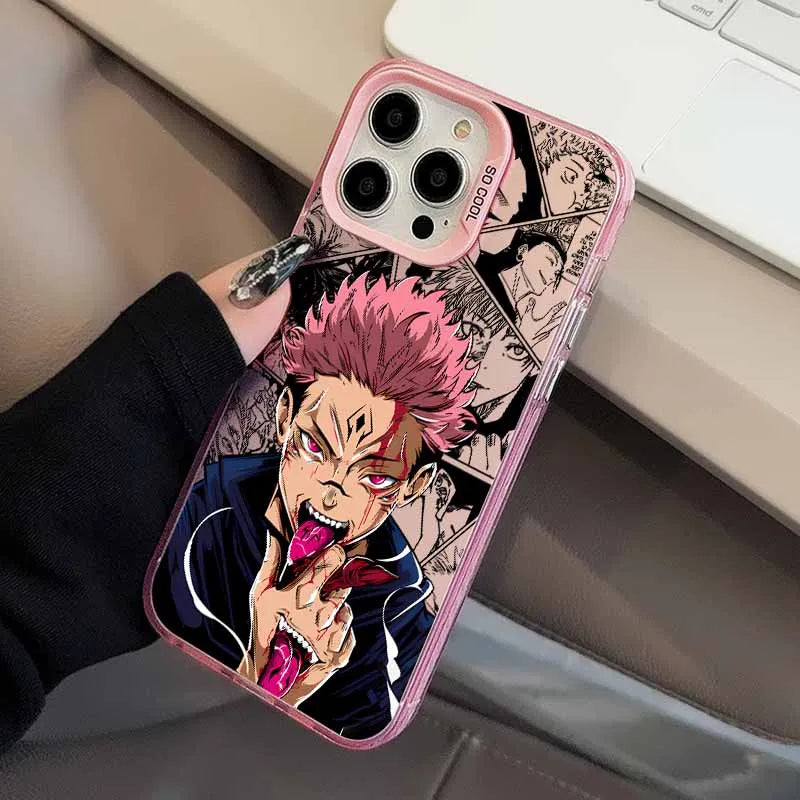 Sukuna Cursed Tongue Manga Case for iPhone - Pink finish