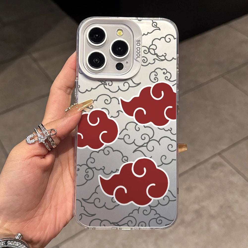 Akatsuki Cloud Sketch Pattern Case for iPhone - Silver