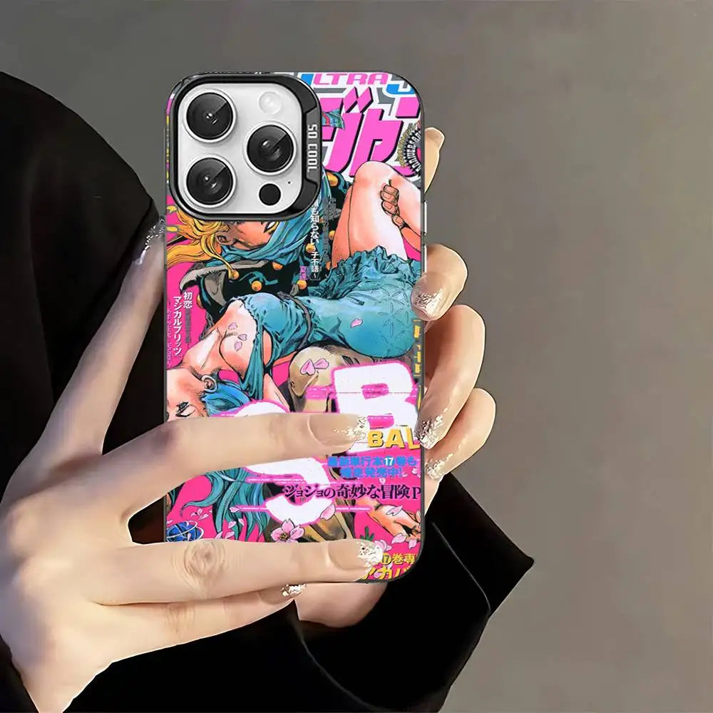 Jolyne Cujoh Pink Manga Cover Case for iPhone - Silver Shell finish