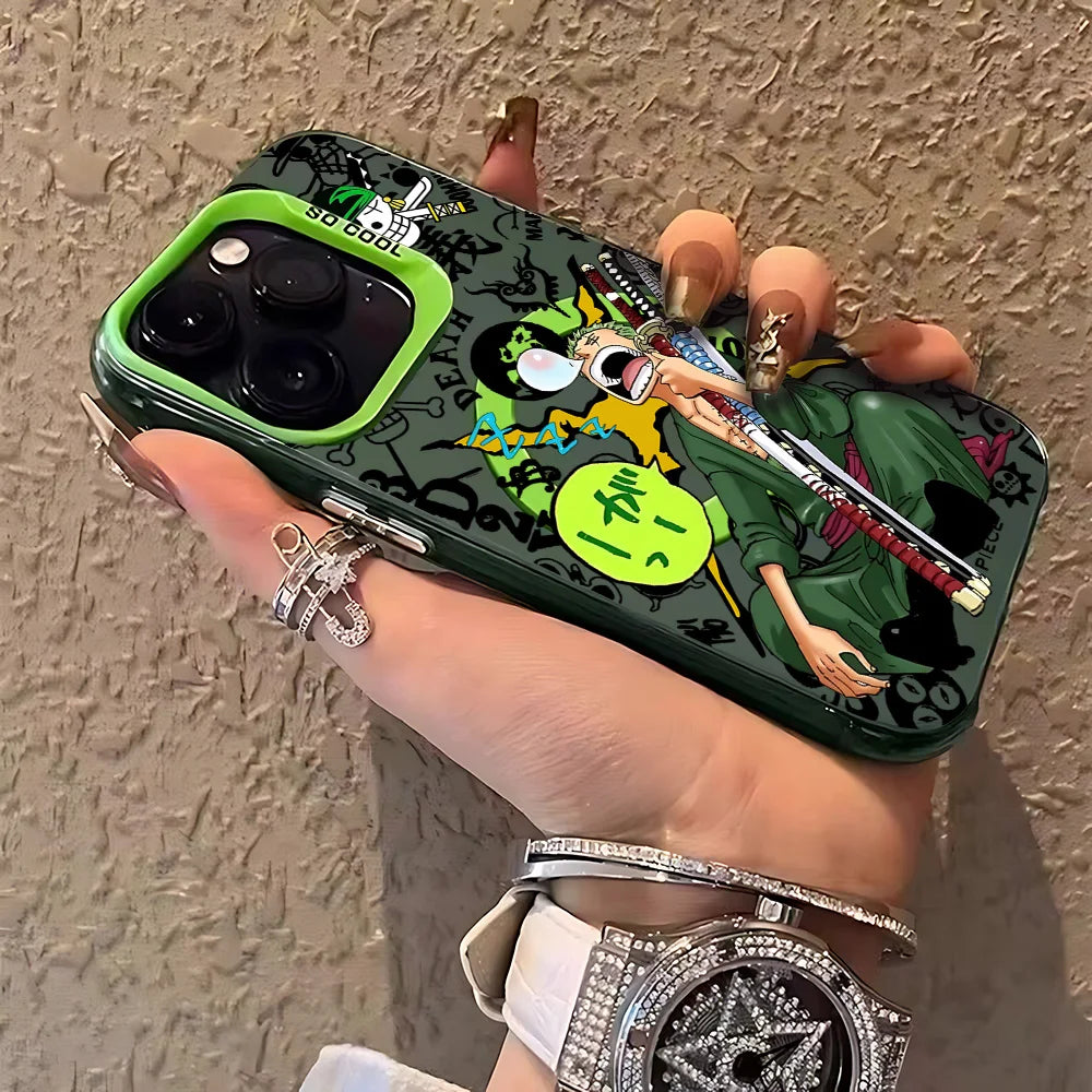 Luffy and Zoro Magnetic Case for iPhone - Design 2 — Green