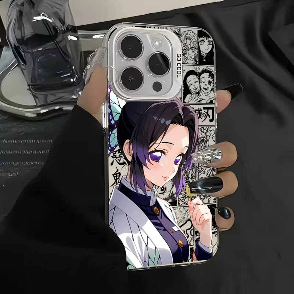 Shinobu Butterfly Manga Collage Case for iPhone - Silver White finish