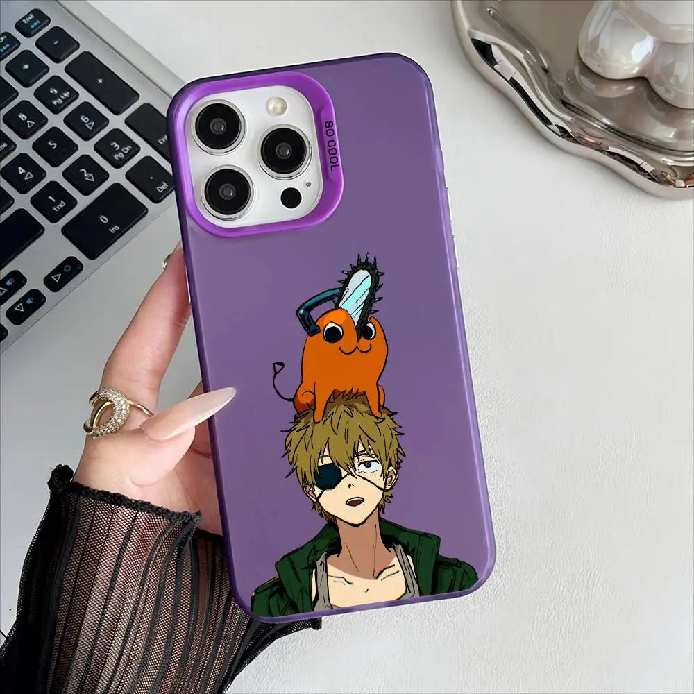 Denji and Pochita Hat Case for iPhone - Violet finish