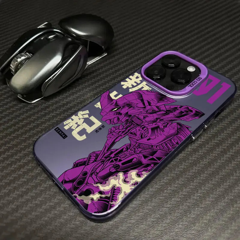 Eva Unit-01 Purple Blueprint Soft Case for iPhone - Violet finish