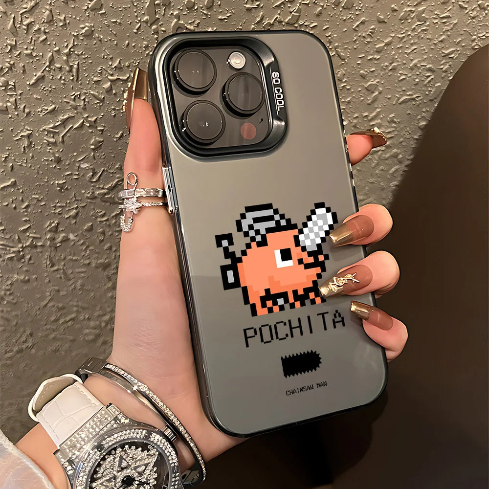 Pochita Pixel Mascot Case for iPhone - Graphite Black finish