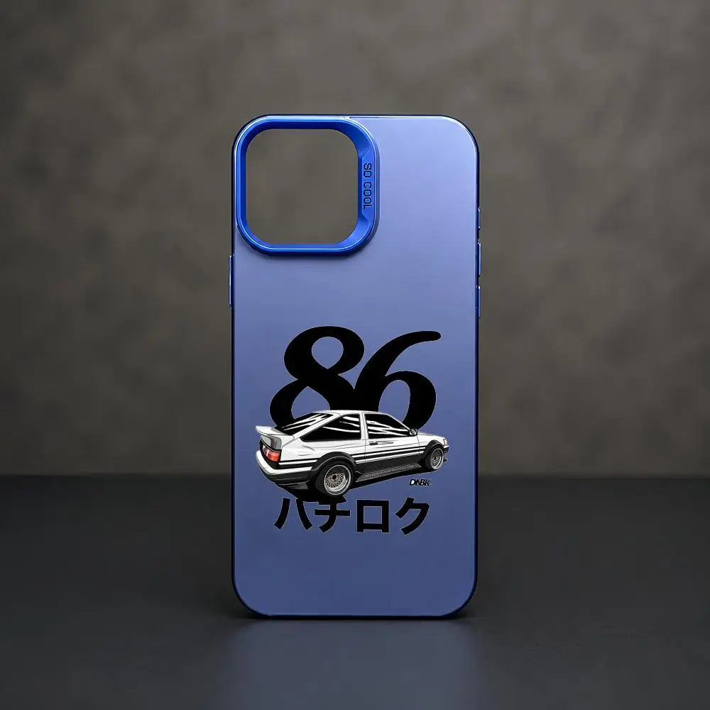 White AE86 Hatchback Emblem Case for iPhone - Cobalt Blue finish