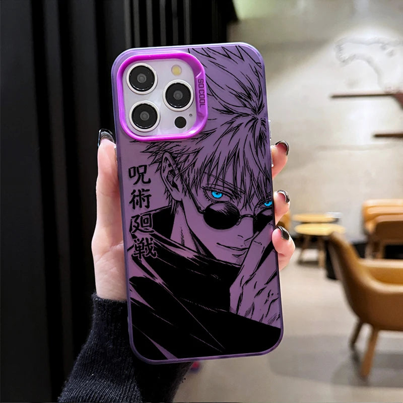 Gojo Six Eyes Manga Case for iPhone - Purple finish