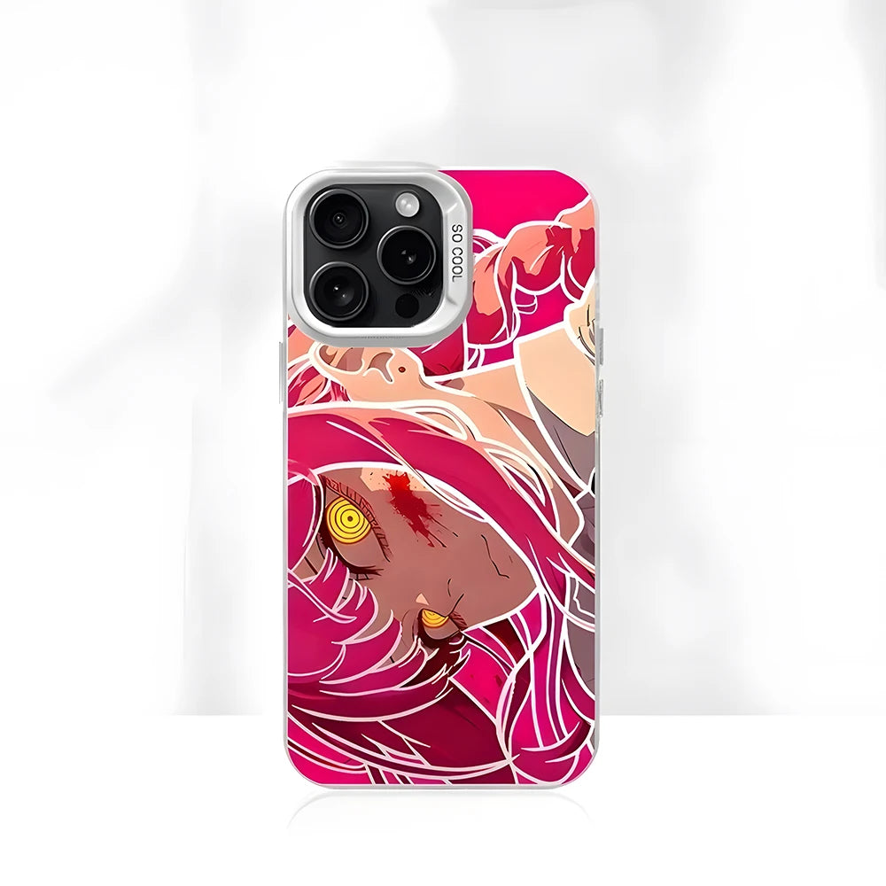 Makima Crimson Demon Eyes Case for iPhone - Silver White finish