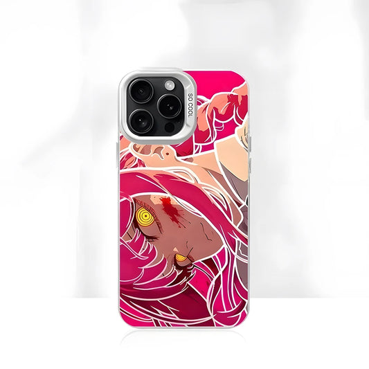 Makima Crimson Demon Eyes Case for iPhone - Silver White finish