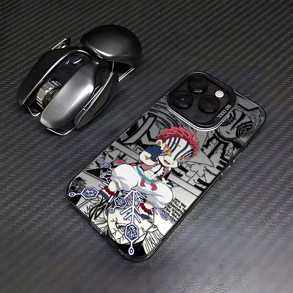 Chibi Akaza Snowflake Case for iPhone - Graphite Black finish