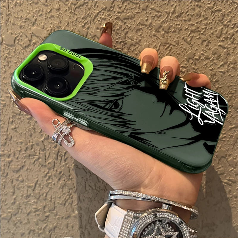 Light Yagami Manga Portrait Case for iPhone - Neon Green finish