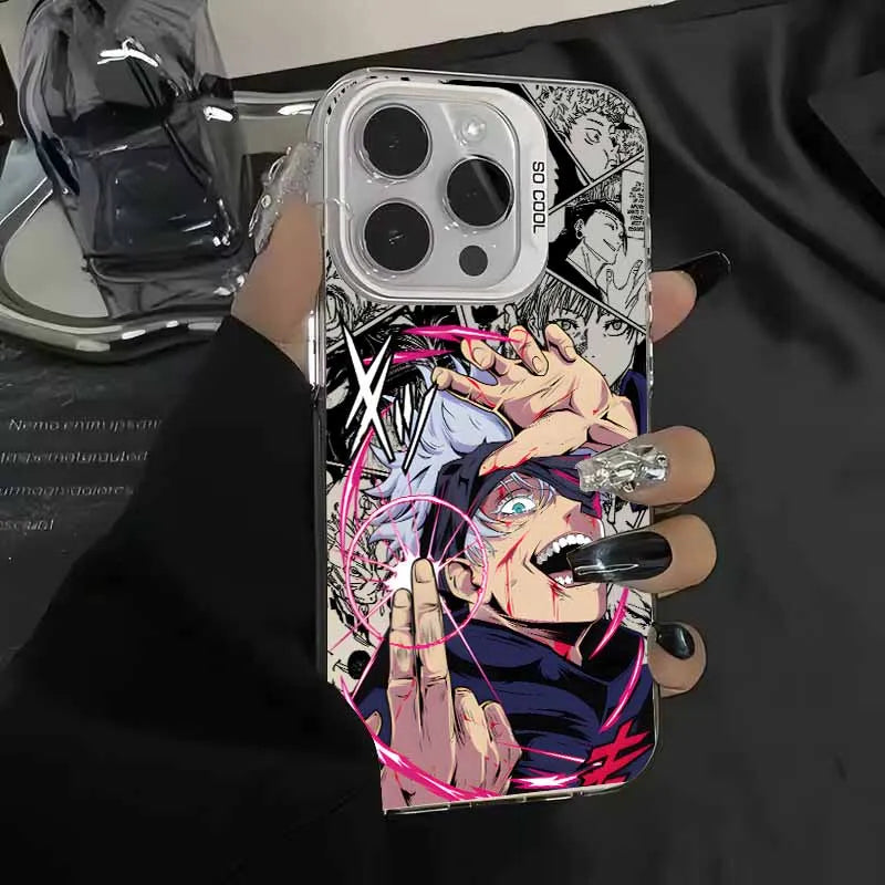 Gojo Cursed Technique Manga Case for iPhone - Silver finish
