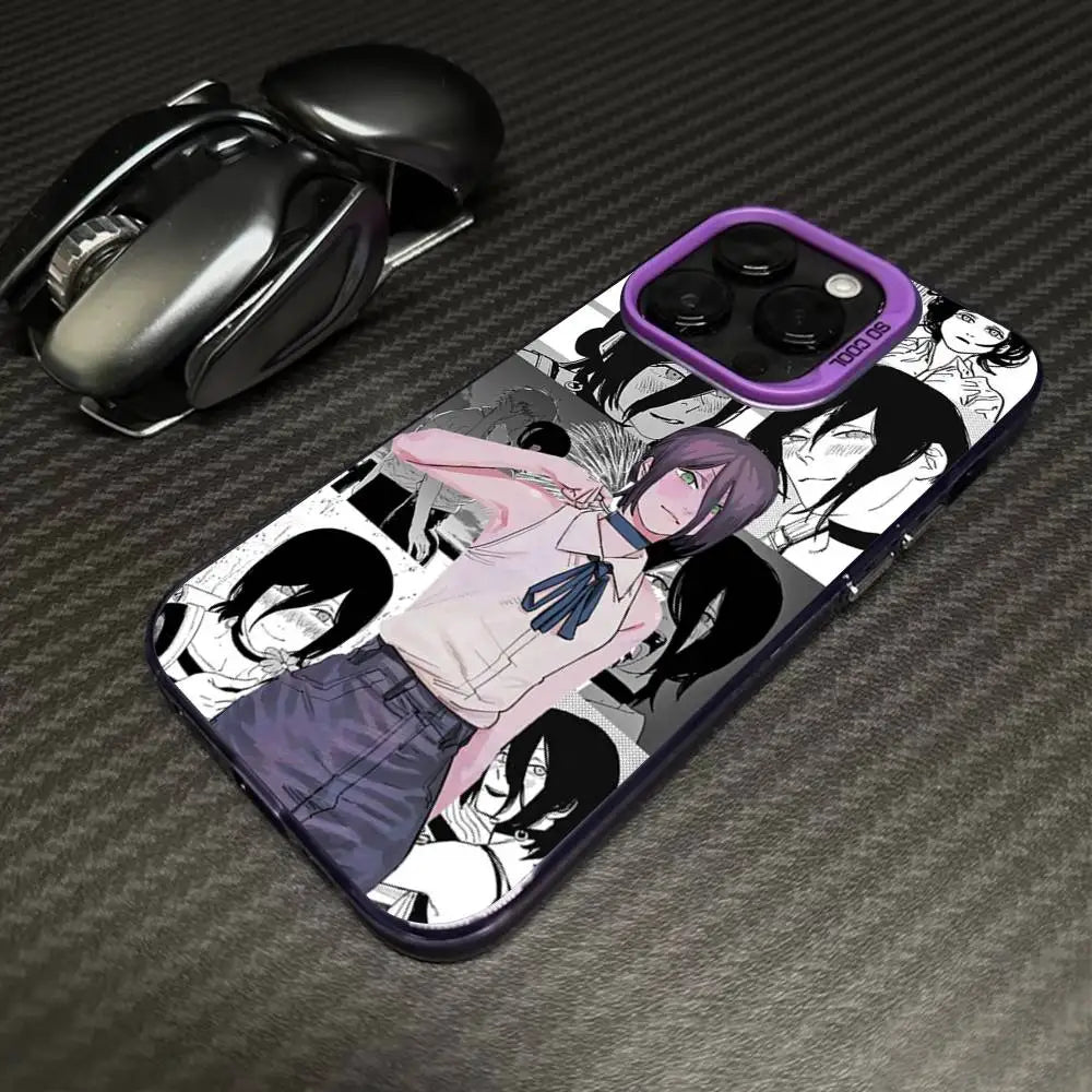 Reze Schoolgirl Manga Collage Case for iPhone - Violet finish