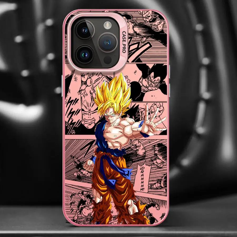 Golden Saiyan Manga Case for iPhone - Pink finish