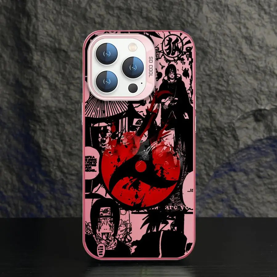 Itachi Crimson Moon Collage Case for iPhone - Pink finish