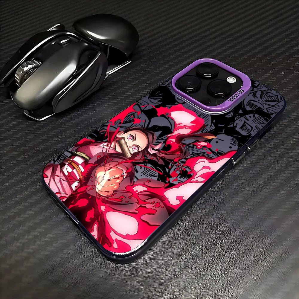 Nezuko Crimson Blood Art Case for iPhone - Violet Bumper finish