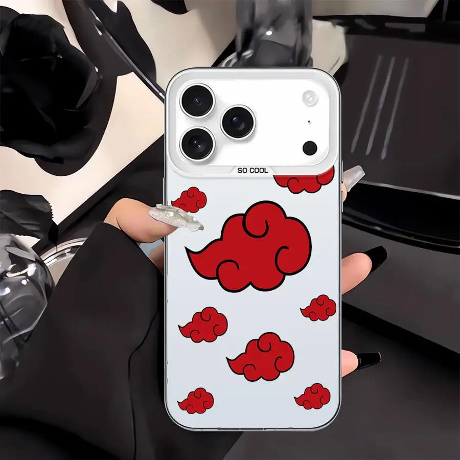 Akatsuki Cloud Pattern Case for iPhone - White