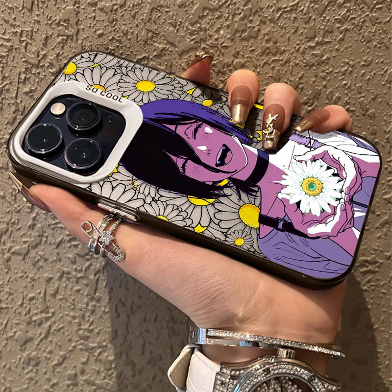 Reze Daisy Dark Portrait Case for iPhone - Silver White finish