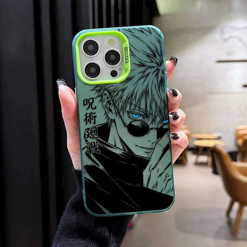 Gojo Six Eyes Manga Case for iPhone - Green finish