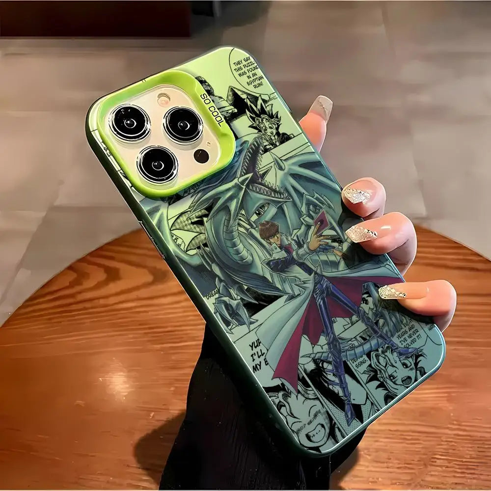 Kaiba and Blue-Eyes Manga Collage Case for iPhone - Mint Green finish
