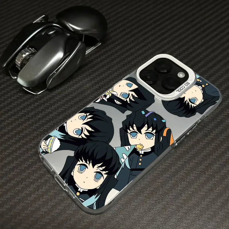 Muichiro Chibi Faces Case for iPhone - Silver White finish