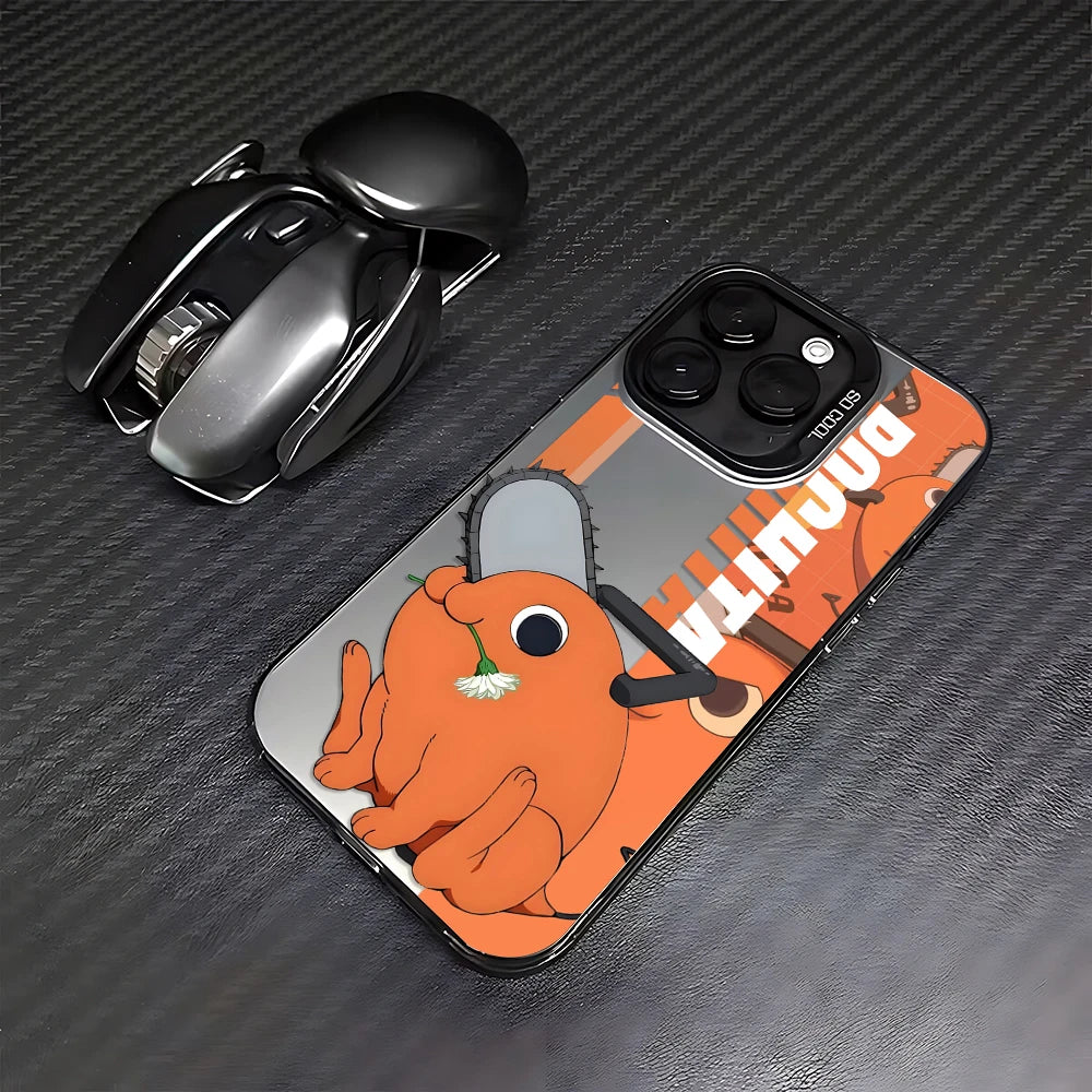 Pochita Orange Mascot Case for iPhone - Black Frame finish