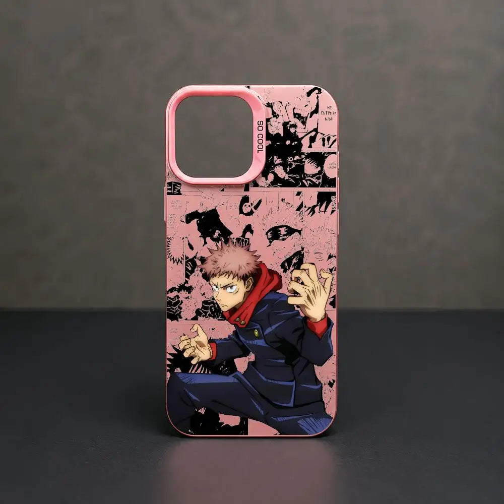 Yuji Battle Stance Manga Case for iPhone - Pink finish