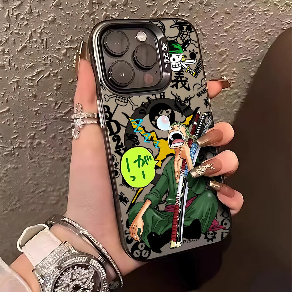 Luffy and Zoro Magnetic Case for iPhone - Design 2 — Black