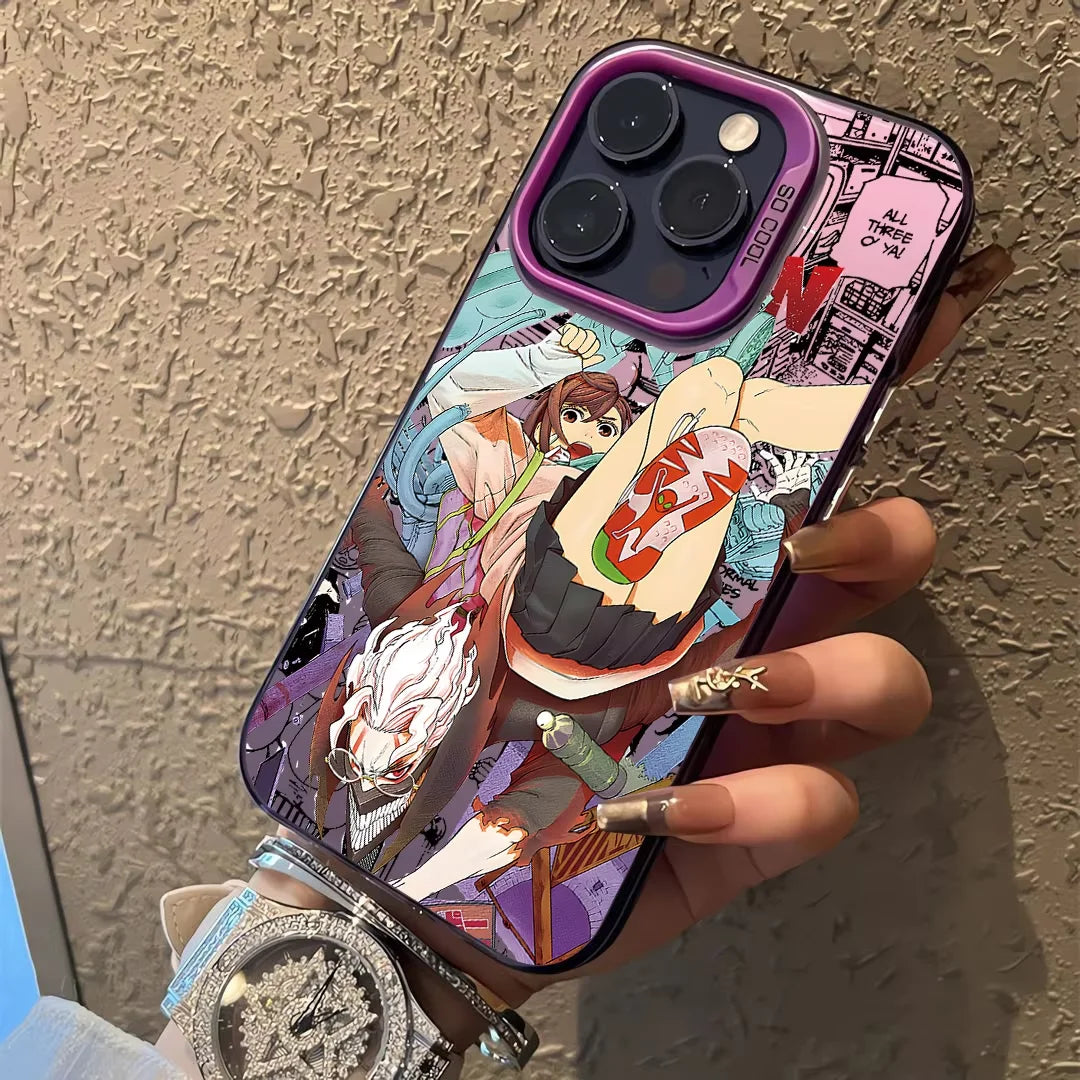 Momo and Okarun Supernatural Collage Case for iPhone - Violet finish