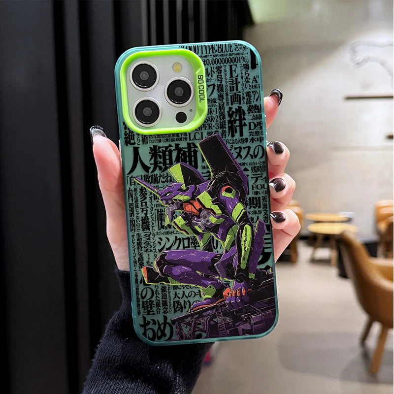 Eva Unit-01 Tokyo-3 Manga Collage Case for iPhone - Neon Green finish