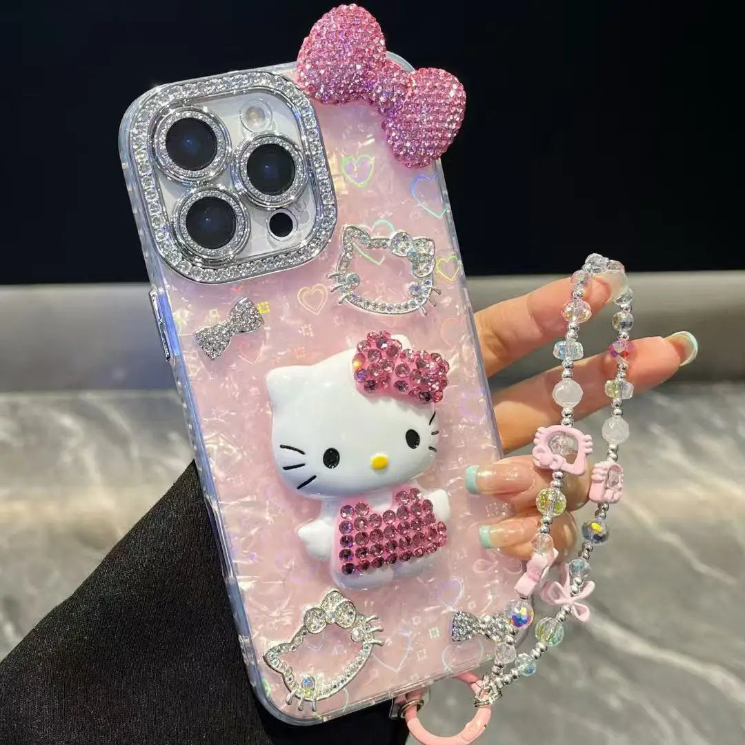 Hello Kitty Crystal Bow 3D Case for iPhone - Case + Lanyard