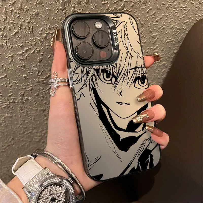 Killua Line Art Portrait Case for iPhone - Sandstone Beige finish