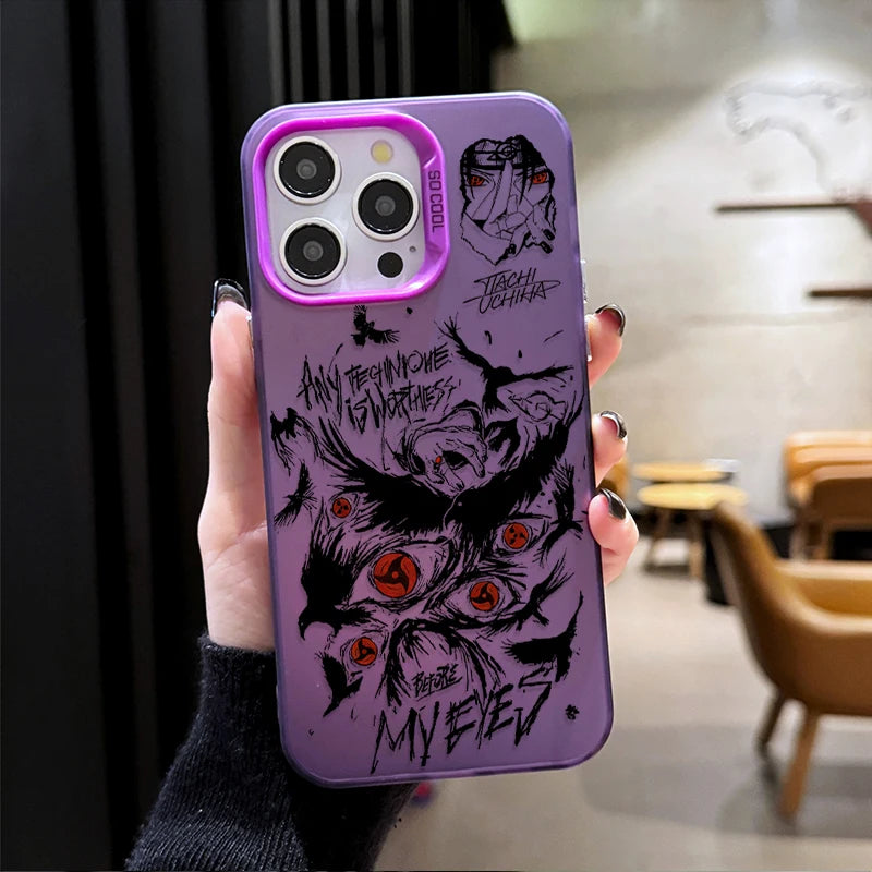 Itachi Crimson Eye Sketch Case for iPhone - Purple finish