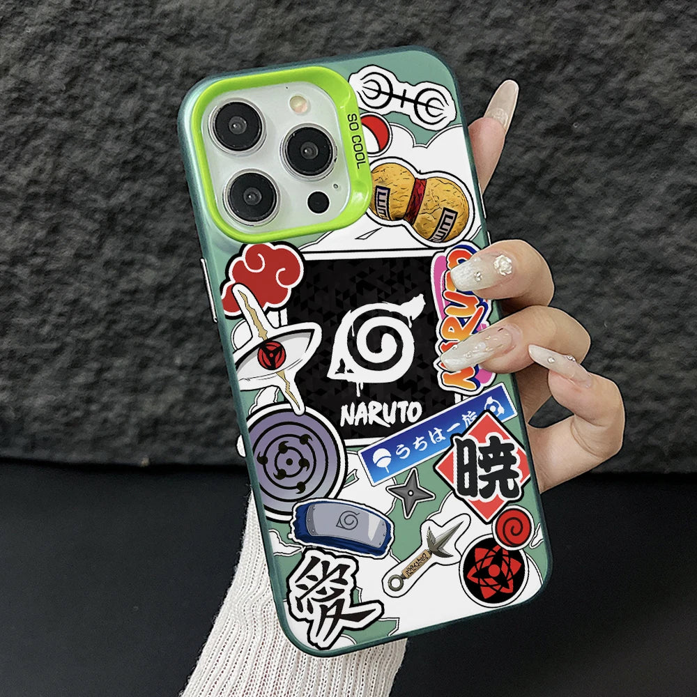 Naruto Shinobi Emblem Collage Case for iPhone - Mint Green