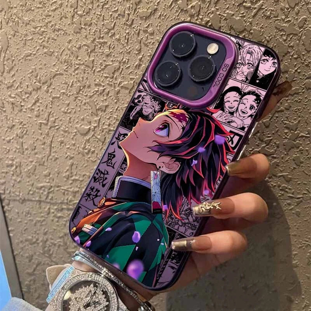Tanjiro Upward Manga Collage Case for iPhone - Violet finish