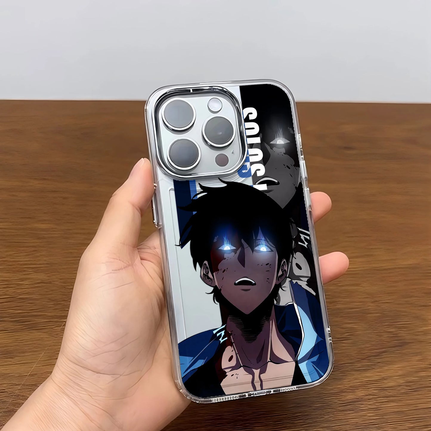 Sung Jinwoo Glowing Blue Eyes Clear Case for iPhone - Clear finish