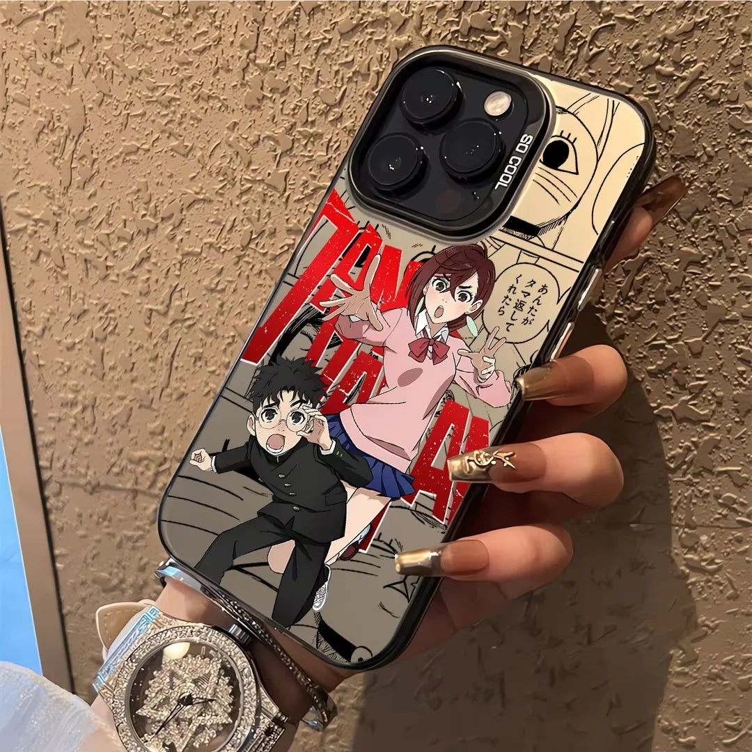 Momo and Okarun Action Manga Case for iPhone - Graphite Black finish