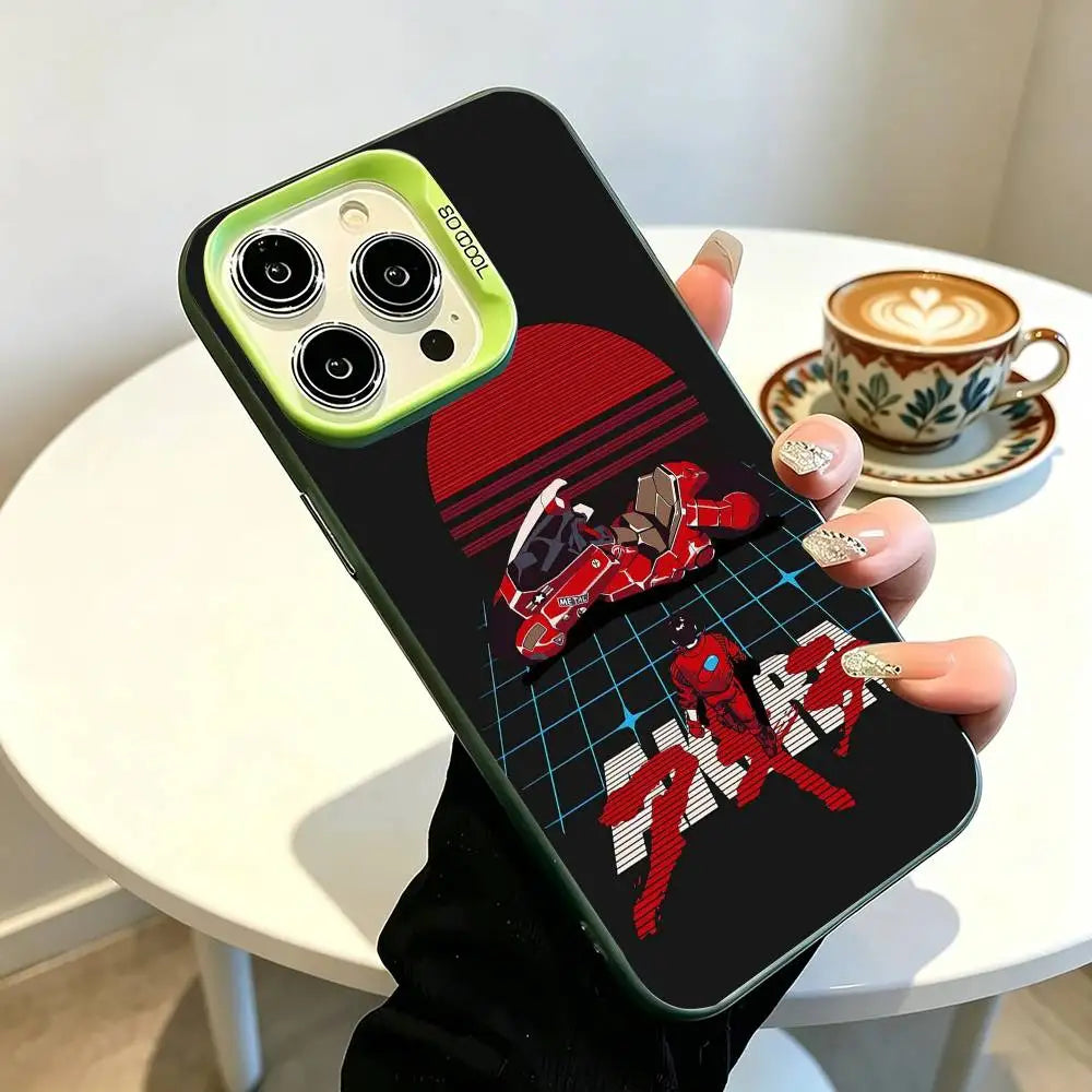 Red Motorcycle Grid Case for iPhone - Green finish