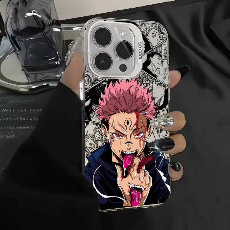 Sukuna Cursed Tongue Manga Case for iPhone - Silver finish