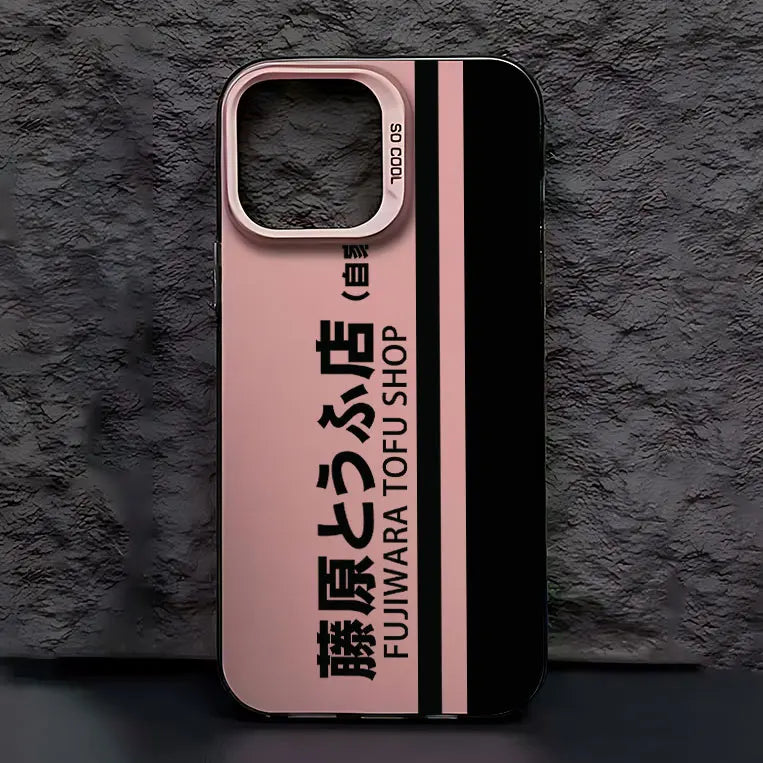 Fujiwara Tofu Shop Stripe Case for iPhone - Rose Pink finish