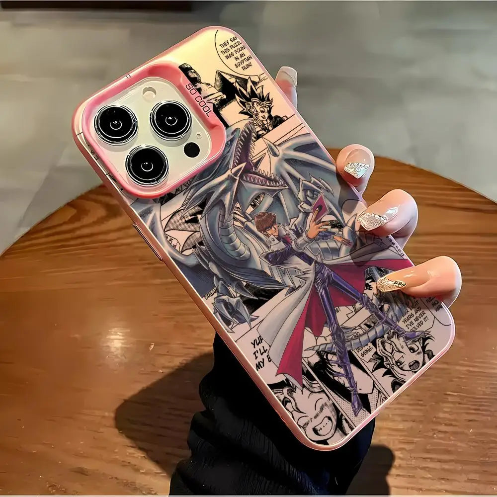 Kaiba and Blue-Eyes Manga Collage Case for iPhone - Rose Pink finish