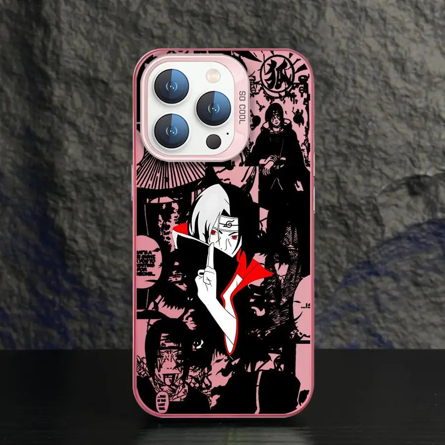 Itachi Akatsuki Portrait Collage Case for iPhone - Pink finish