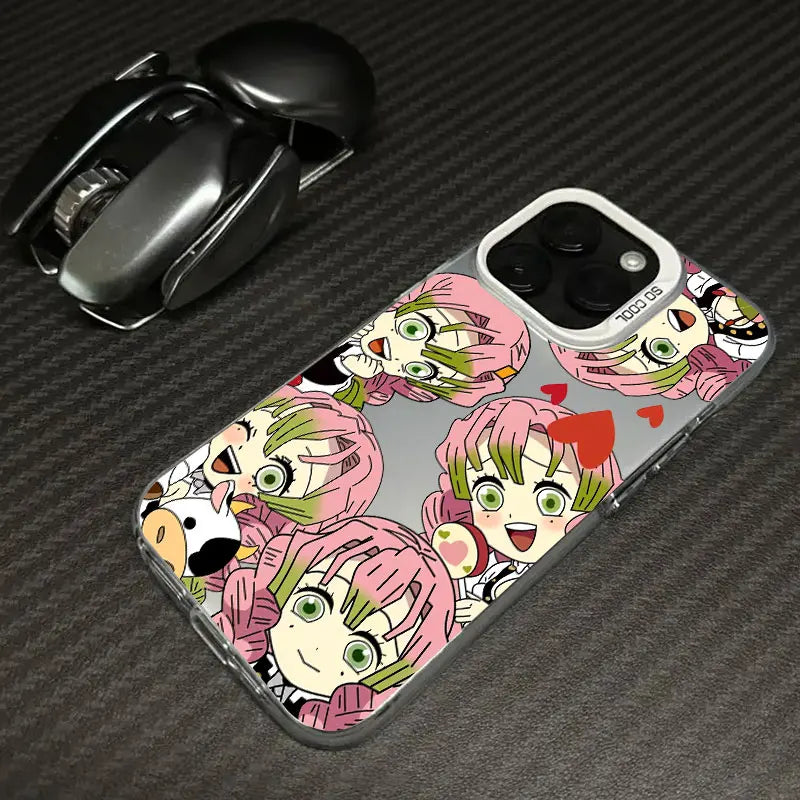 Mitsuri Chibi Faces Case for iPhone - Silver White finish