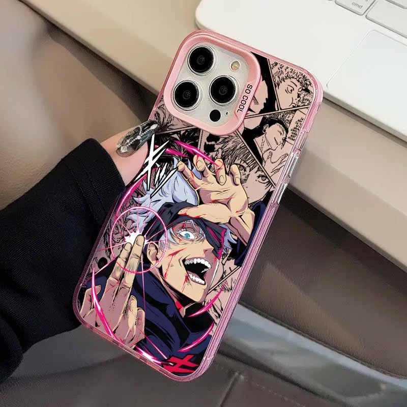 Gojo Cursed Technique Manga Case for iPhone - Pink finish