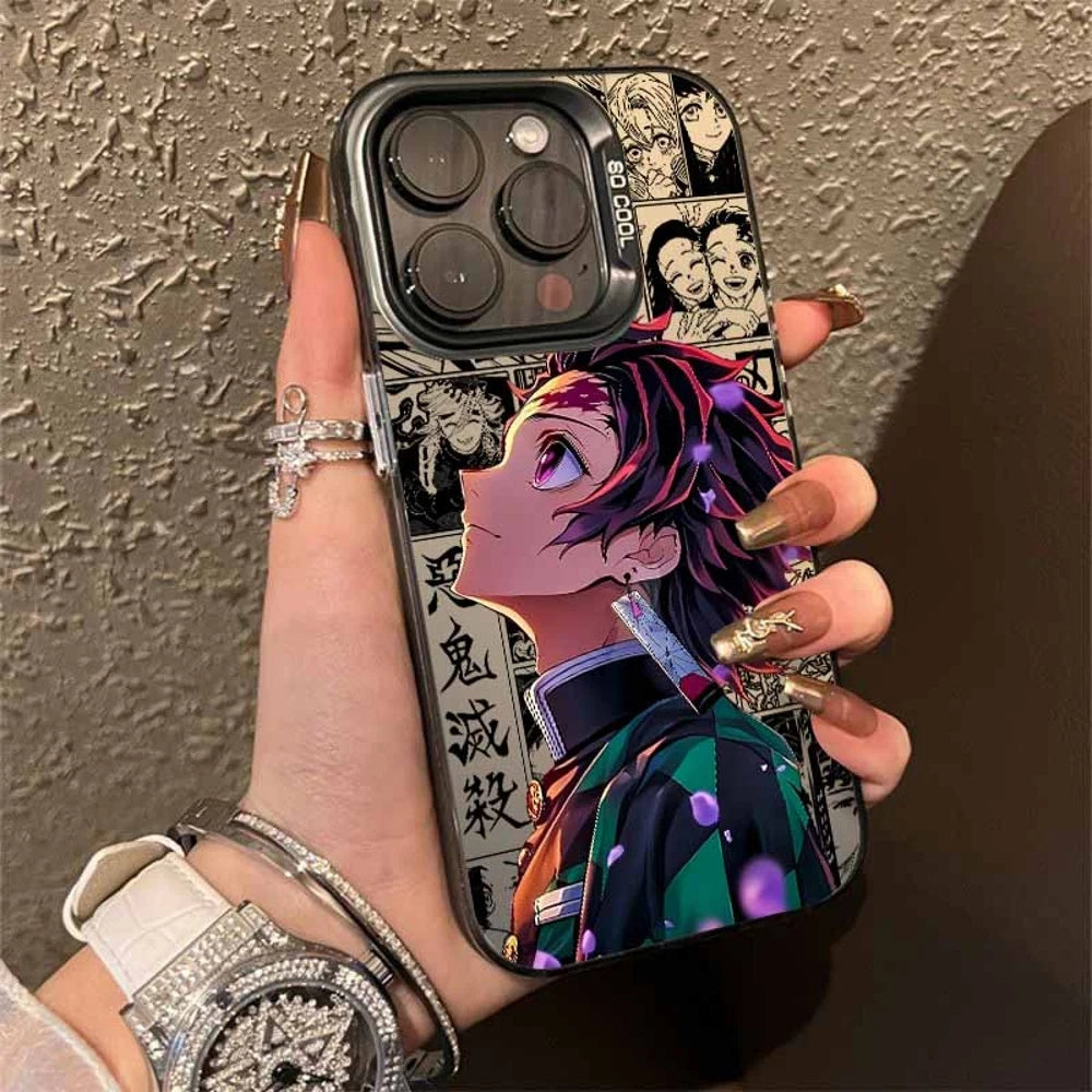 Tanjiro Upward Manga Collage Case for iPhone - Graphite Smoke finish