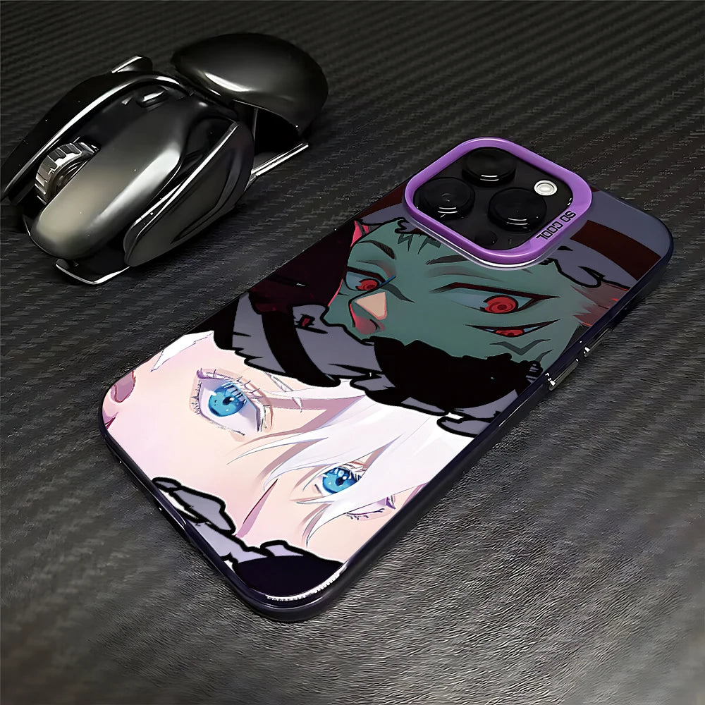 Gojo vs Sukuna Split Face Case for iPhone - Purple finish