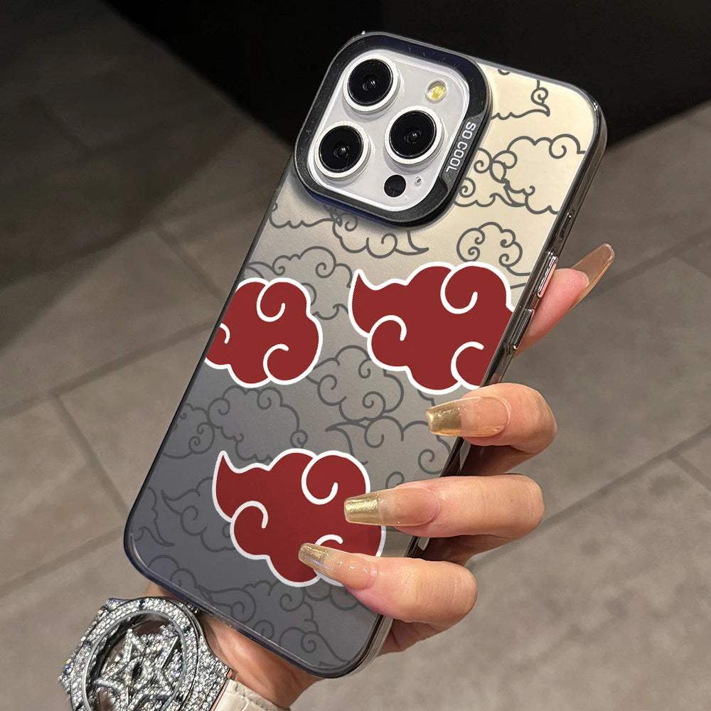 Akatsuki Cloud Sketch Pattern Case for iPhone - Smoke Gray