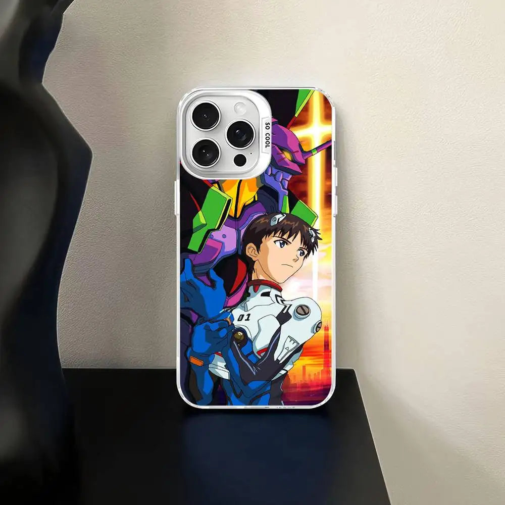Shinji and Eva Unit-01 Split Clear Case for iPhone - Transparent Clear finish